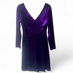 SIGNATURE COLLECTION PURPLE VELVET EMPIRE WAIST MINI DRESS SIZE MEDIUM GRUNGE